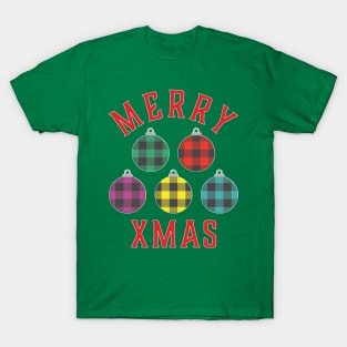 Merry Xmas Buffalo Plaid Ornaments T-Shirt